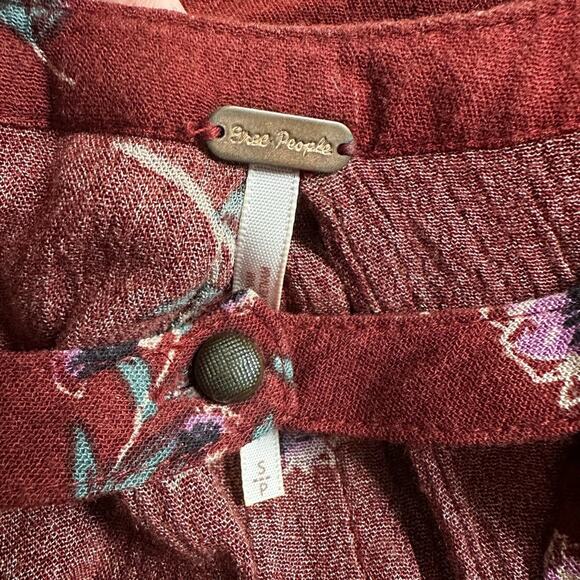 Free People Brown Rust Fall Swing Tunic Top Dress Festival Choker Boho Babydoll - Picture 4 of 8